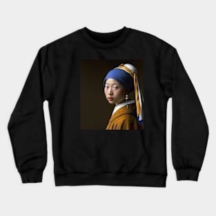 Japanese Girl with a Pearl Earring Crewneck Sweatshirt